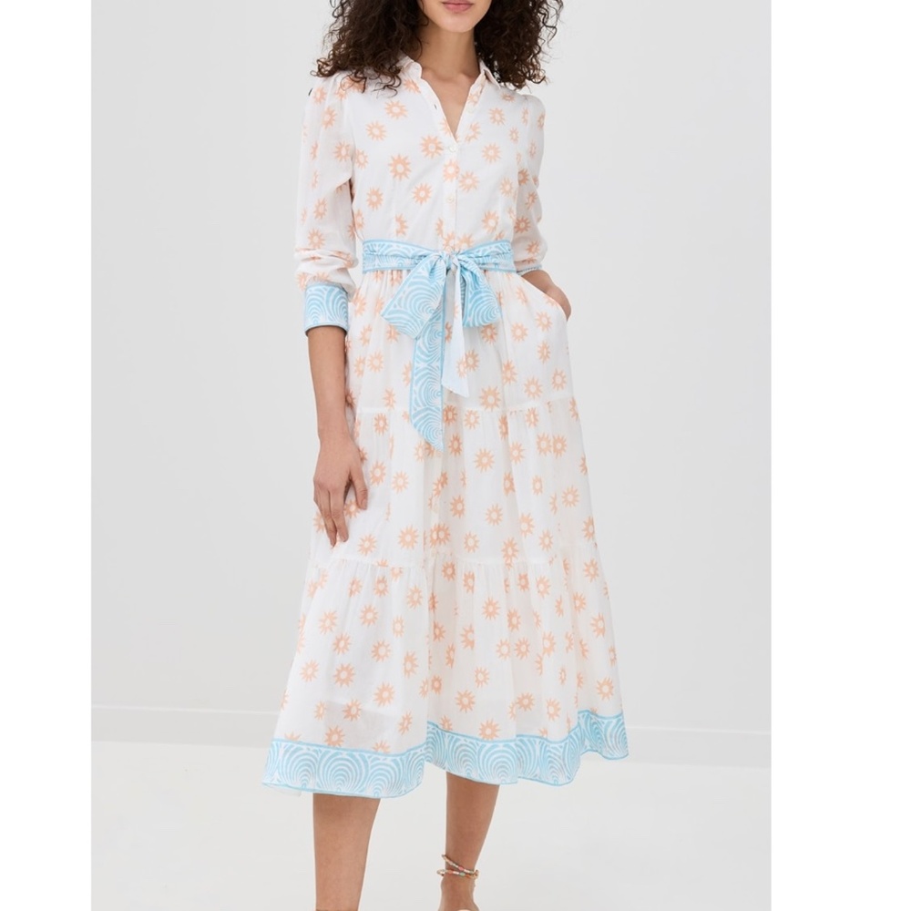 Like New Marea Flounce Shirtdress in Natural Starburst, M